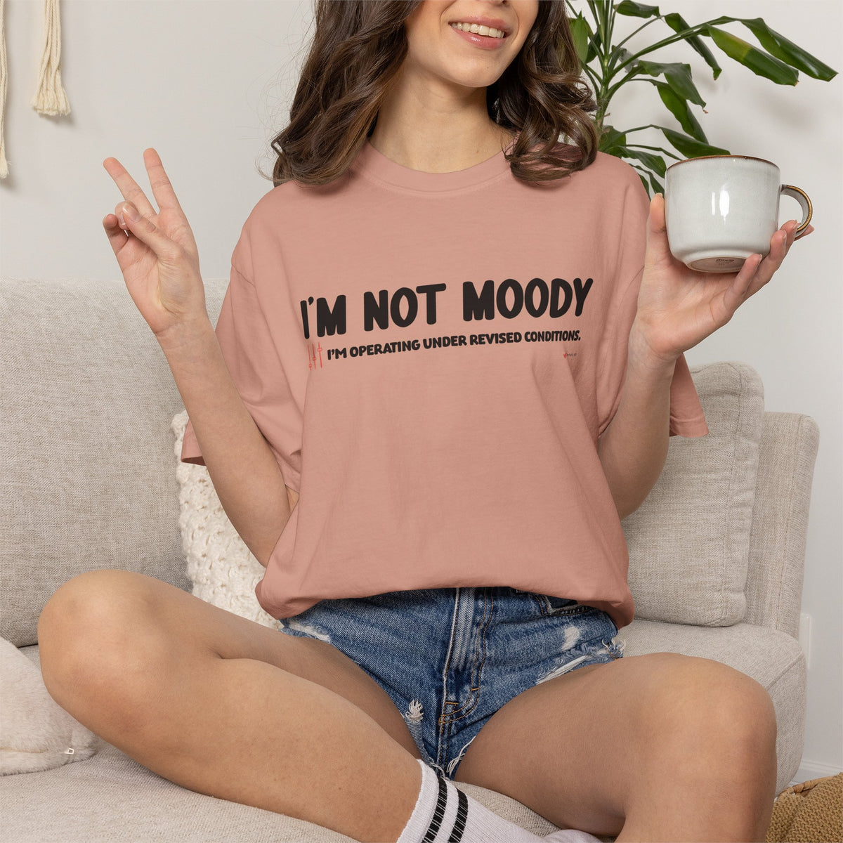 I'm Not Moody T-Shirt — "I'm Operating Under Revised Conditions" Funny Graphic Tee
